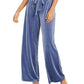INC International Concepts Women's Velvet Wide-Leg Paperbag Pants Blue Size Extra Large