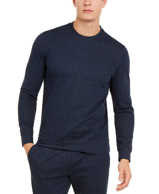 Alfani Men's Classic-Fit Stretch Stripe Knit Sweatshirt Navy Size Large