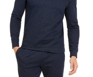 Alfani Men's Classic-Fit Stretch Stripe Knit Sweatshirt Navy Size XX Large