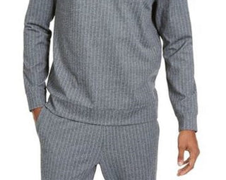 Alfani Men's Classic-Fit Stretch Stripe Knit Sweatshirt Gray Size Small