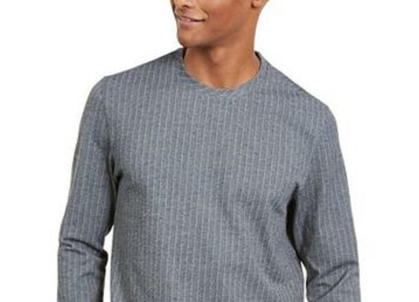 Alfani Men's Classic-Fit Stretch Stripe Knit Sweatshirt Gray Size 2 Extra Large
