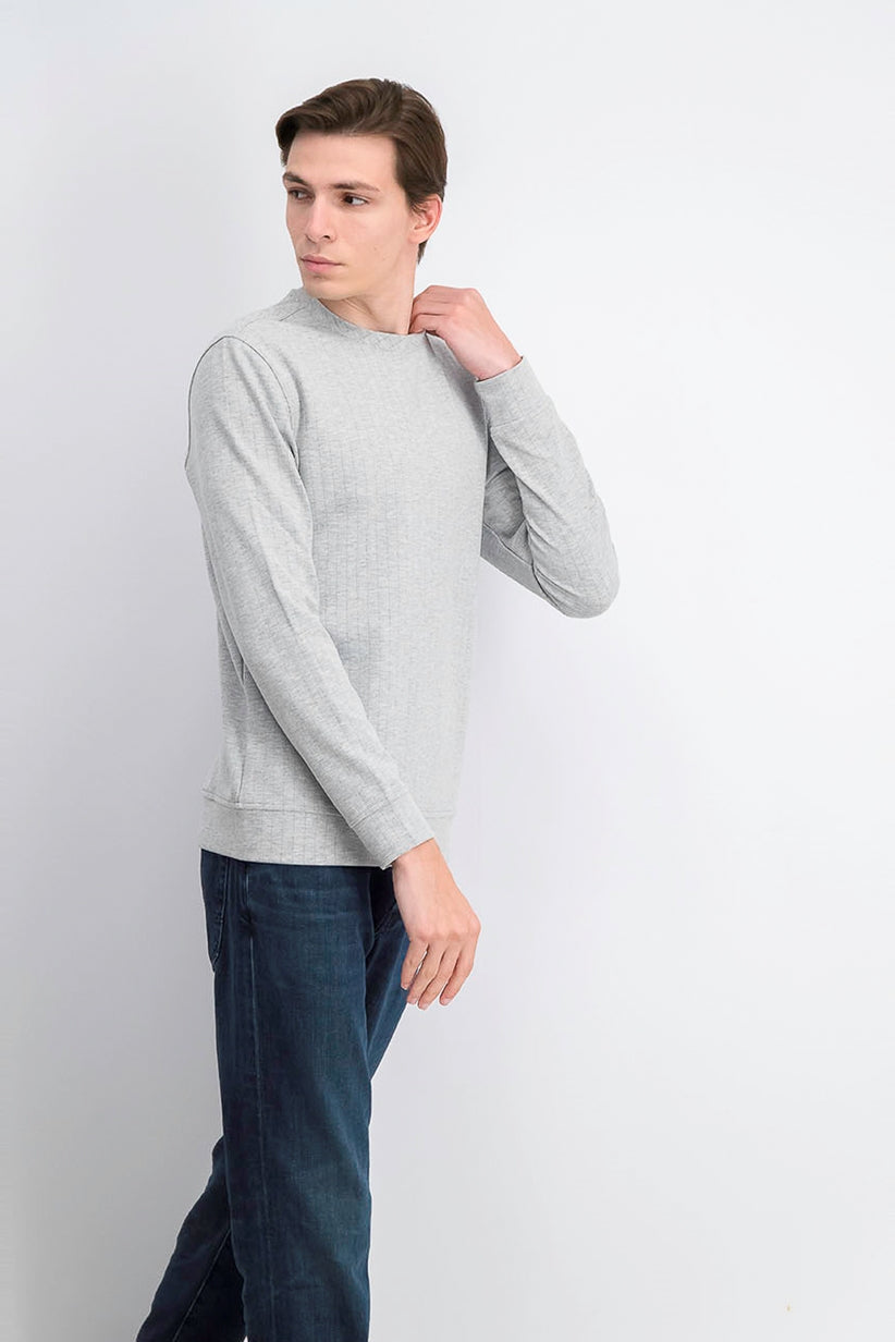 Alfani Men's Classic-Fit Stretch Stripe Knit Sweatshirt Gray Size Medium