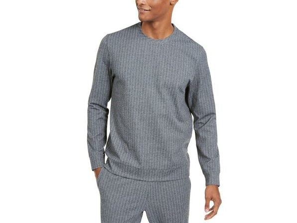 Alfani Men's Classic Fit Stretch Stripe Knit Sweatshirt Gray