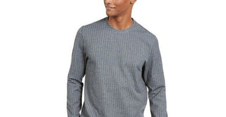 Alfani Men's Classic Fit Stretch Stripe Knit Sweatshirt Gray