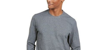 Alfani Men's Classic Fit Stretch Stripe Knit Sweatshirt Gray Size X-Large