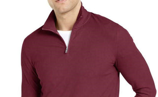 Alfani Men's Lightweight Ribbed Quarter-Zip Pullover Dark Red Size 3 Extra Large