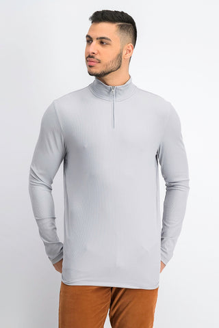 Alfani Men's Lightweight Ribbed Quarter-Zip Pullover Gray Size Extra Large