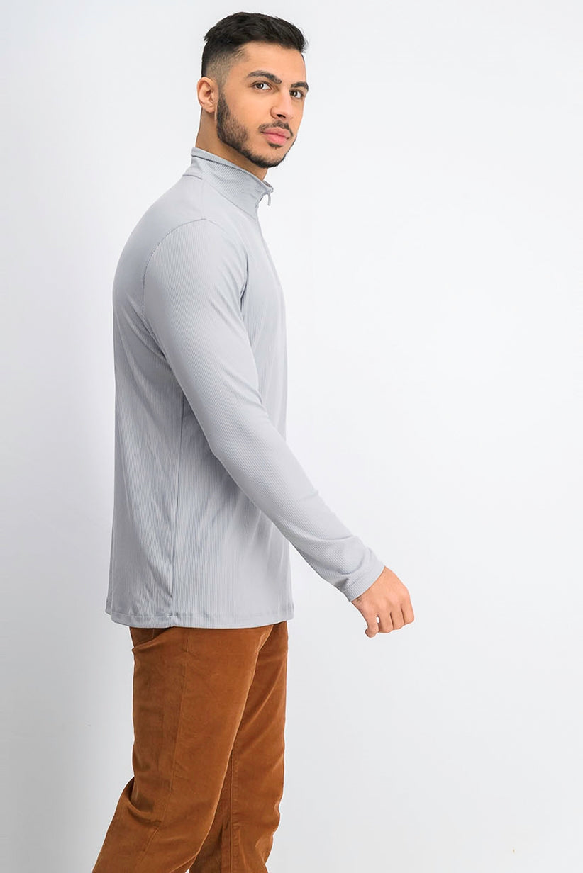 Alfani Men's Lightweight Ribbed Quarter-Zip Pullover Gray Size XX-Large