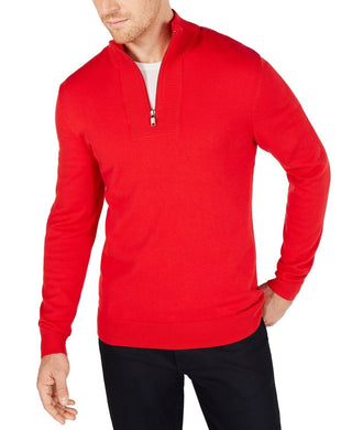 Alfani Men's Lightweight Ribbed Quarter Zip Pullover Wine Size Extra Large