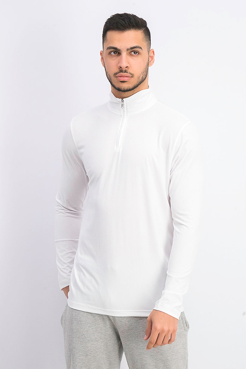 Alfani Men's Lightweight Ribbed Quarter-Zip Pullover White Size Extra Large