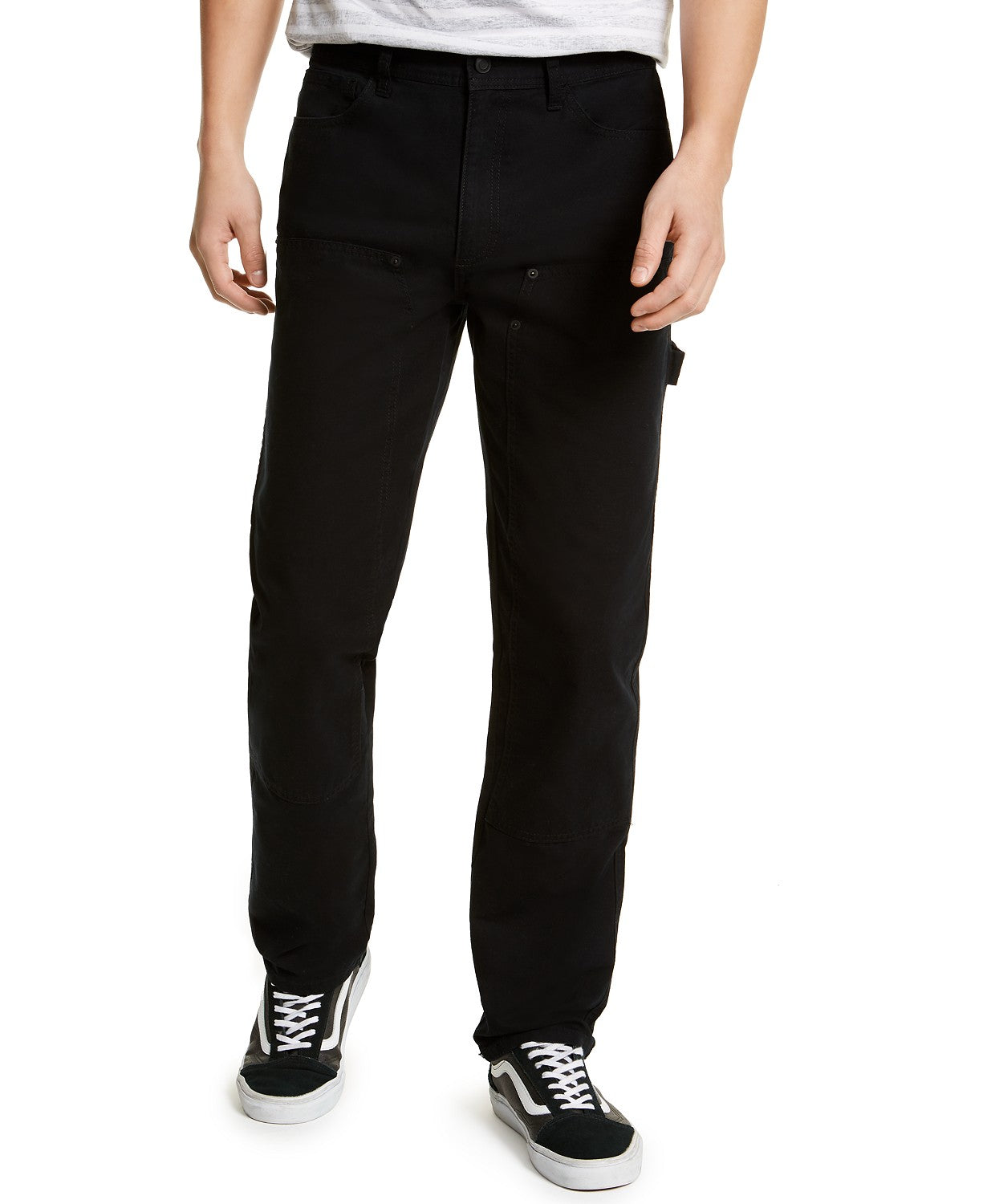 Sun + Stone Men's Rowland Relaxed Fit Carpenter Pants Deep Black Size 32x30