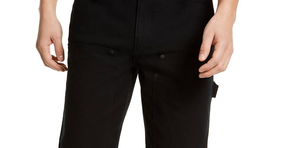 Sun + Stone Men's Rowland Relaxed Fit Carpenter Pants Deep Black Size 32x30