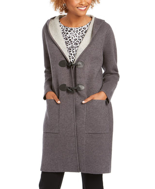 Charter Club Women's Hooded Coatigan Gray Size Small