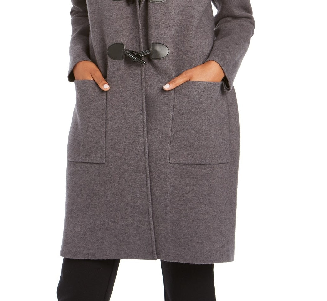 Charter Club Women's Hooded Coatigan Gray Size Small