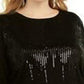 INC International Concepts Women's Plus Size Sequin Crewneck Sweater Black Size 0X