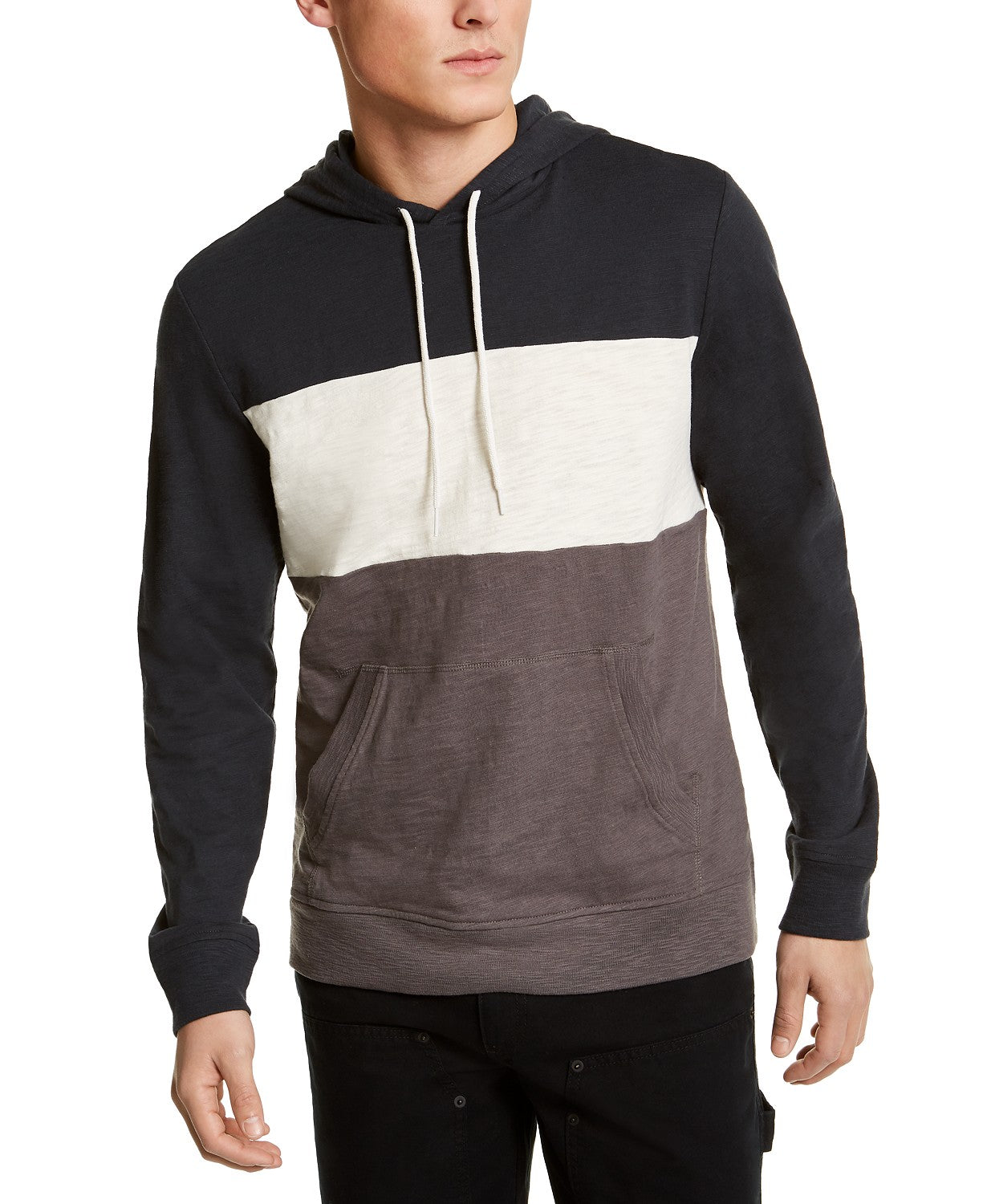 Sun + Stone Men's Colorblocked Hoodier Brown Size X-Large