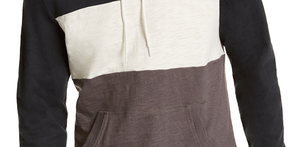 Sun + Stone Men's Colorblocked Hoodier Brown Size X-Large