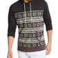 Sun + Stone Men's Striped Printed Hoodie Black Size Medium
