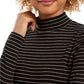 Charter Club Women's Striped Mock Neck Top Black Size XX-Large