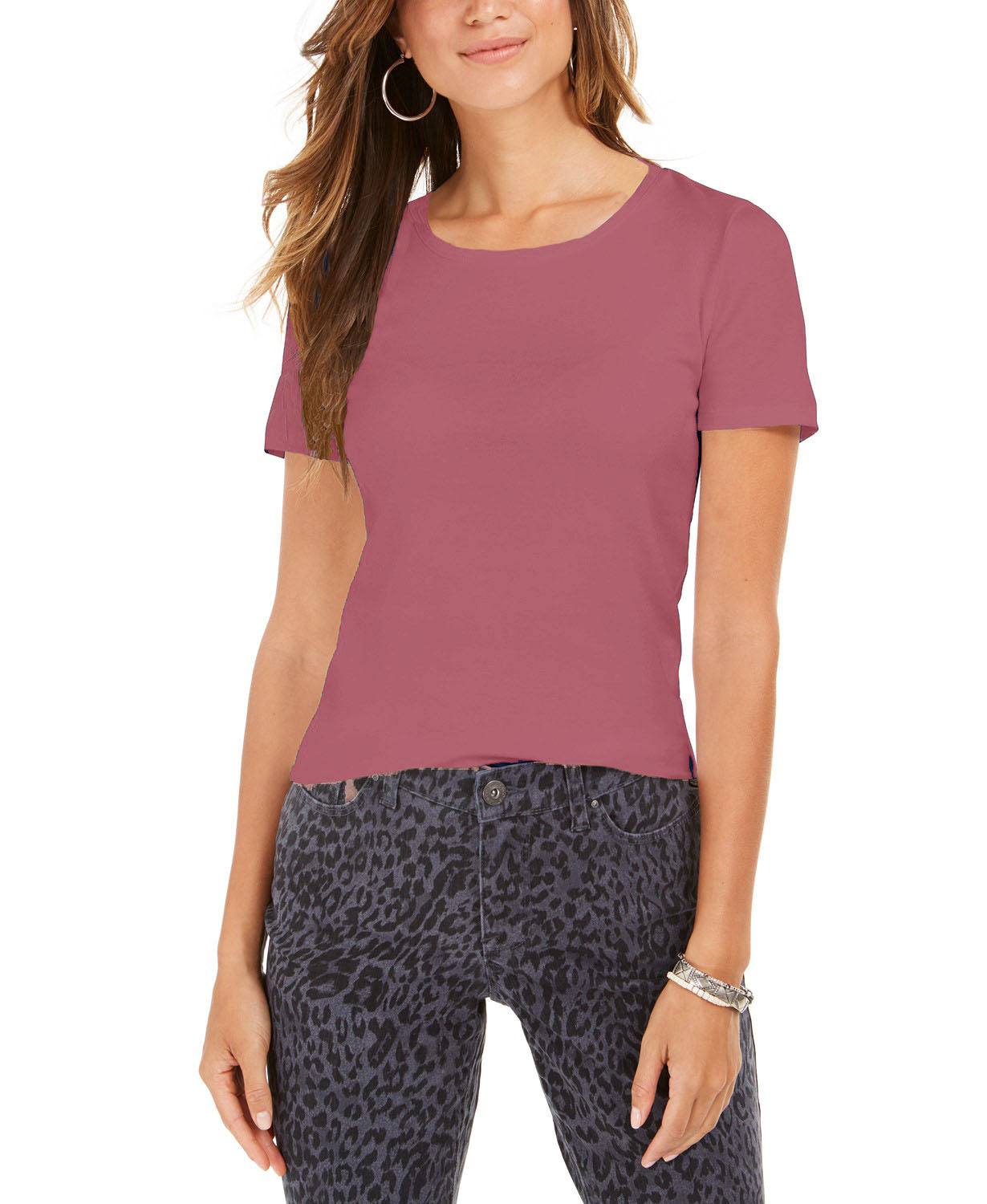 Style & Co Women's Scoop-Neck T-Shirt Med Orange Size Small