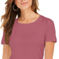 Style & Co Women's Scoop-Neck T-Shirt Med Orange Size Small