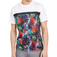 INC International Concepts Men's Graffiti Graphic T-Shirt With Studded Faux-Leather Taping White Size X-Large