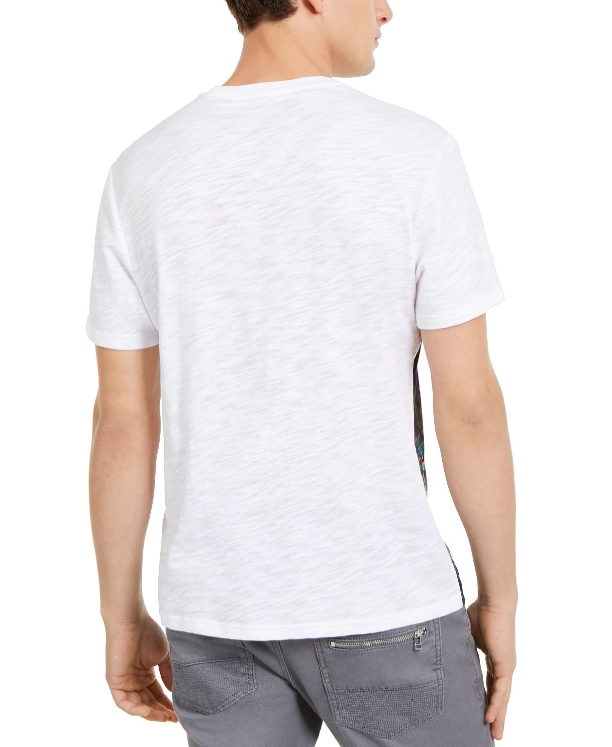 INC International Concepts Men's Graffiti Graphic T-Shirt With Studded Faux-Leather Taping White Size X-Large