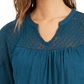 Style & Co Women's Crochet-Yoke Top Blue Size Medium