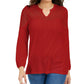 Style & Co Women's Crochet-Yoke Top Red Size Medium