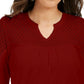Style & Co Women's Crochet-Yoke Top Red Size Small