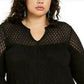 Style & Co Women's Plus Size Crochet-Trim Top Black Size Extra Large