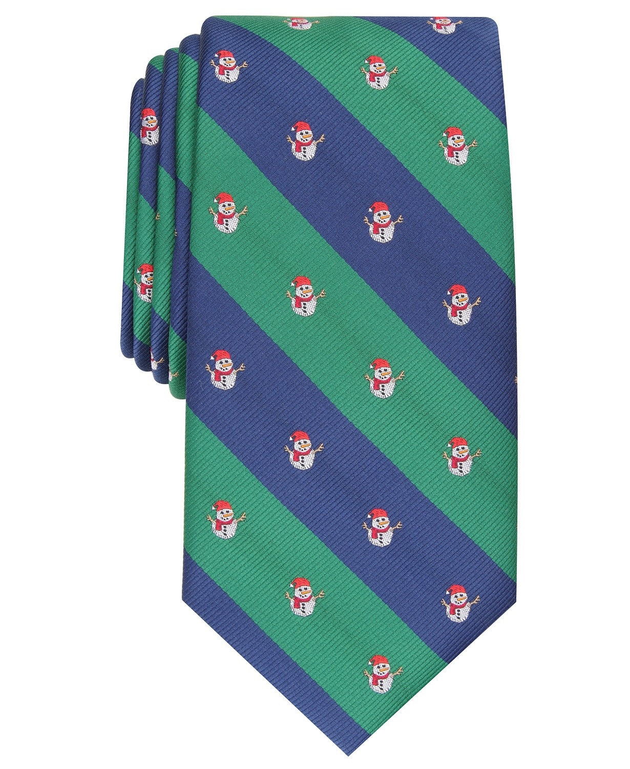 Club Room Men's Classic Snowman Stripe Tie  Green Size Regular