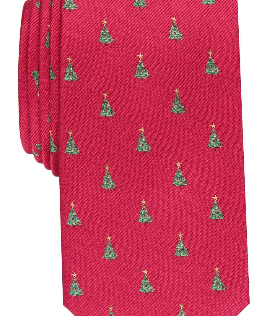 Club Room Men's Classic Evergreen Neat Tie Red Size Regular