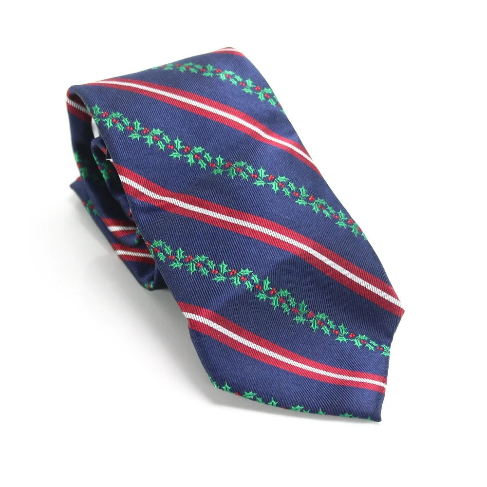 Club Room Men's Classic Holly Stripe Tie Navy One Size