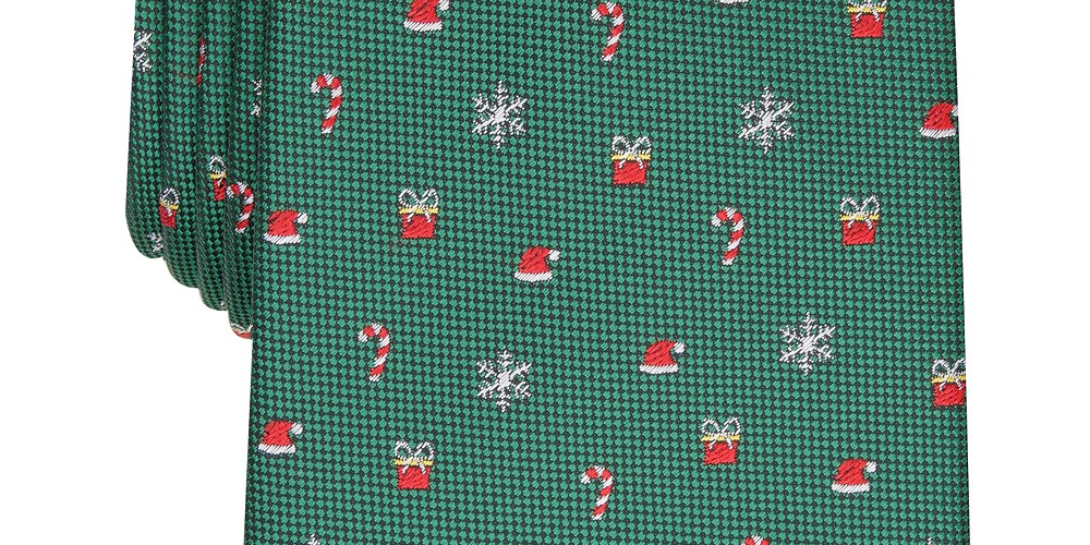 Club Room Men's Classic Holiday Tie Green Size Regular
