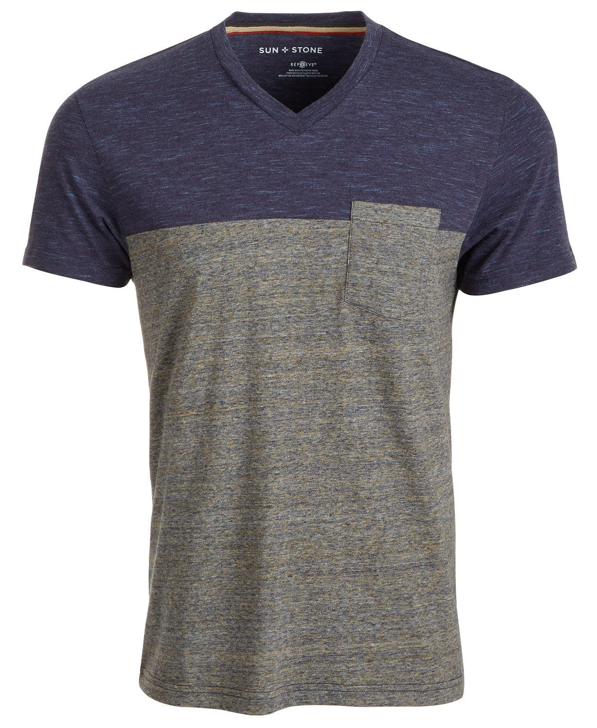 Sun + Stone Men's Aiden Pieced Patch Pocket T-Shirt  Blue Size Extra Large