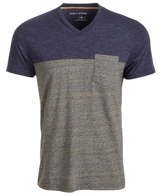 Sun + Stone Men's Aiden Pieced Patch Pocket T-Shirt Navy Size Small