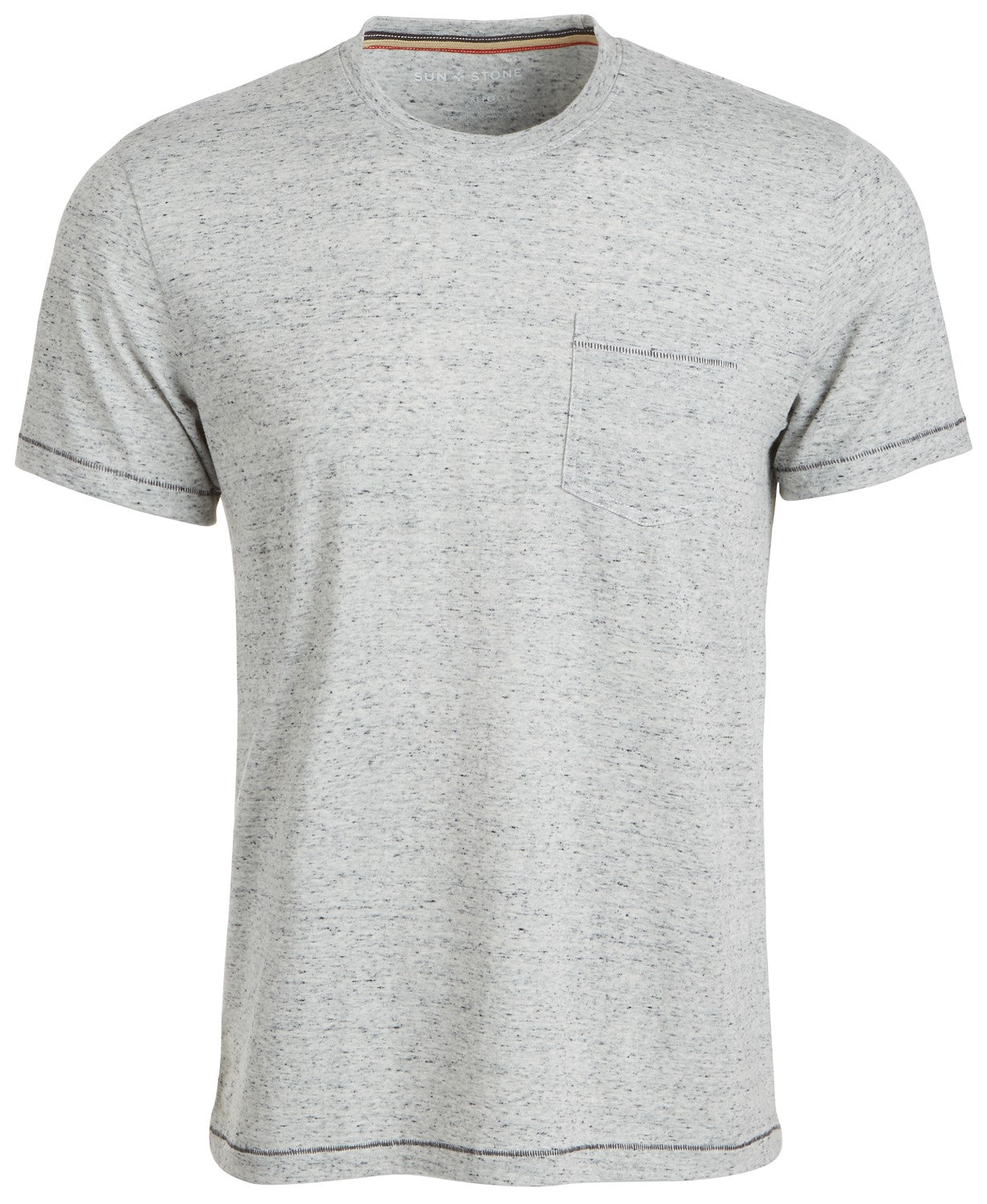Sun + Stone Men's Blair Contrast Neck Stitch T-Shirt White Size Medium