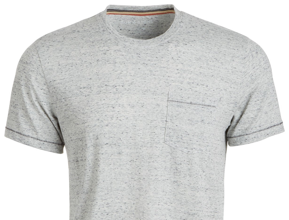 Sun + Stone Men's Blair Contrast Neck Stitch T-Shirt White Size Medium