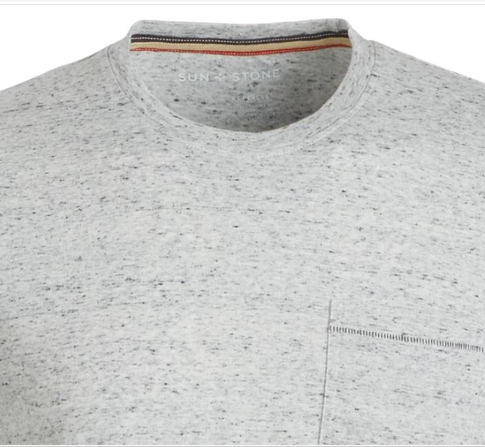 Sun + Stone Men's Blair Contrast Neck Stitch T-Shirt White Size X-Large