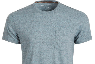 Sun + Stone Men's Devin Contrast Chain Stitch T-Shirt Navy Size Large