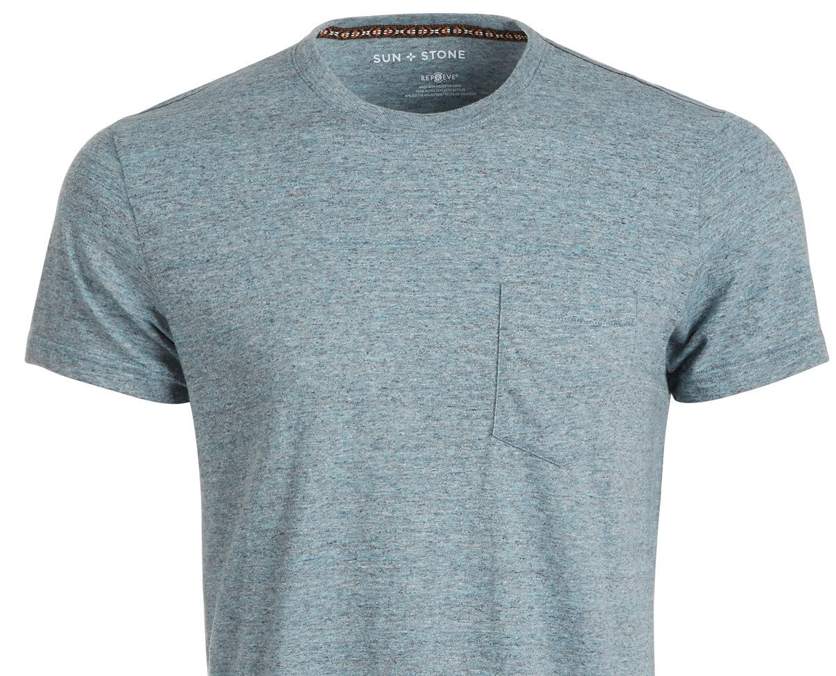 Sun + Stone Men's Devin Contrast Chain Stitch T-Shirt,Navy Size Medium