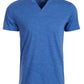 Sun + Stone Men's Eden Split Neck T-Shirt Blue Size Medium