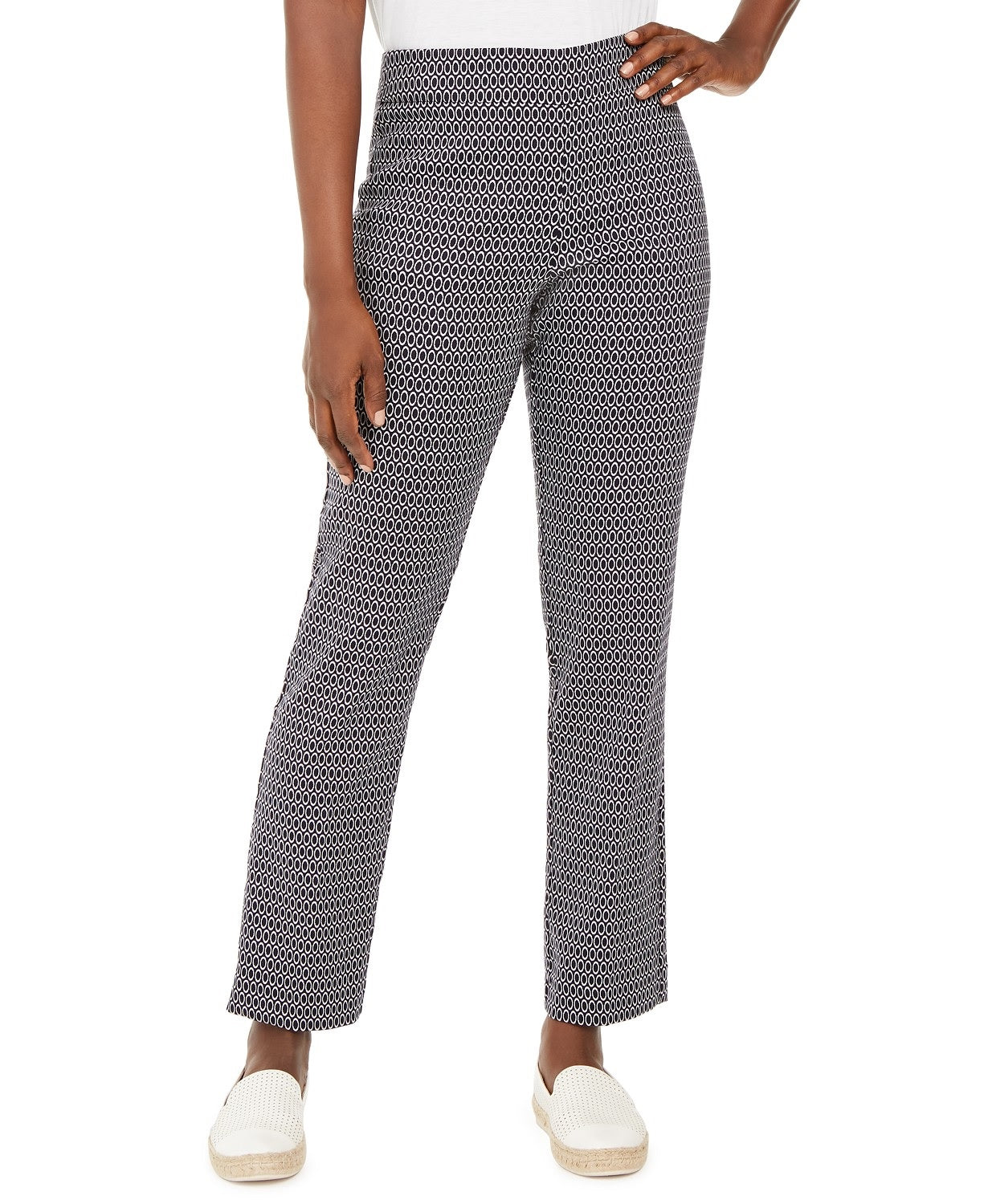 JM Collection Women's Jacquard Pull-On Pants Blue Size Medium