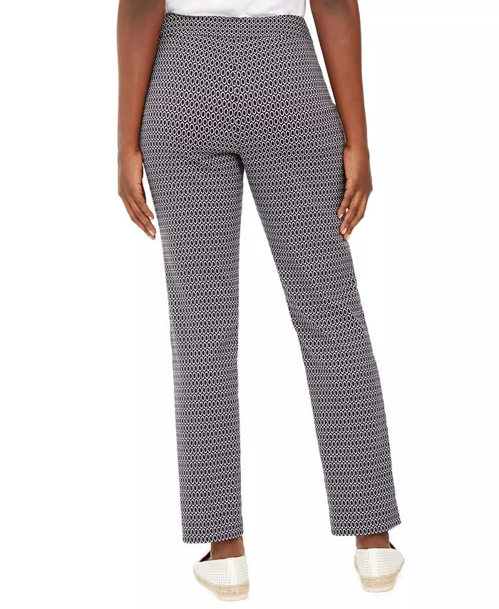 JM Collection Women's Jacquard Pull-On Pants Blue Size Medium