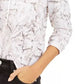 Bar III Women's Marble-Print Pullover Hoodie White Size Large