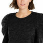 INC International Concepts Women's Puff-Sleeve Sweater Black Size Medium
