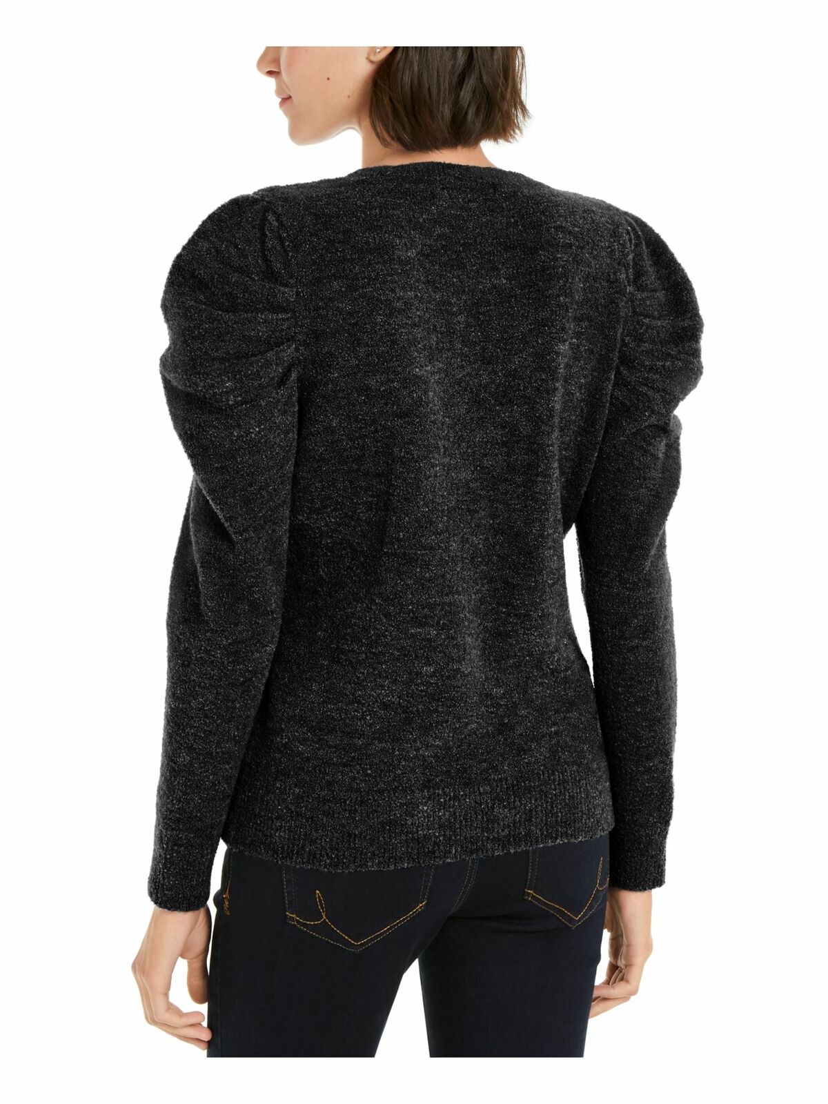 INC International Concepts Women's Puff-Sleeve Sweater Black Size X-Large