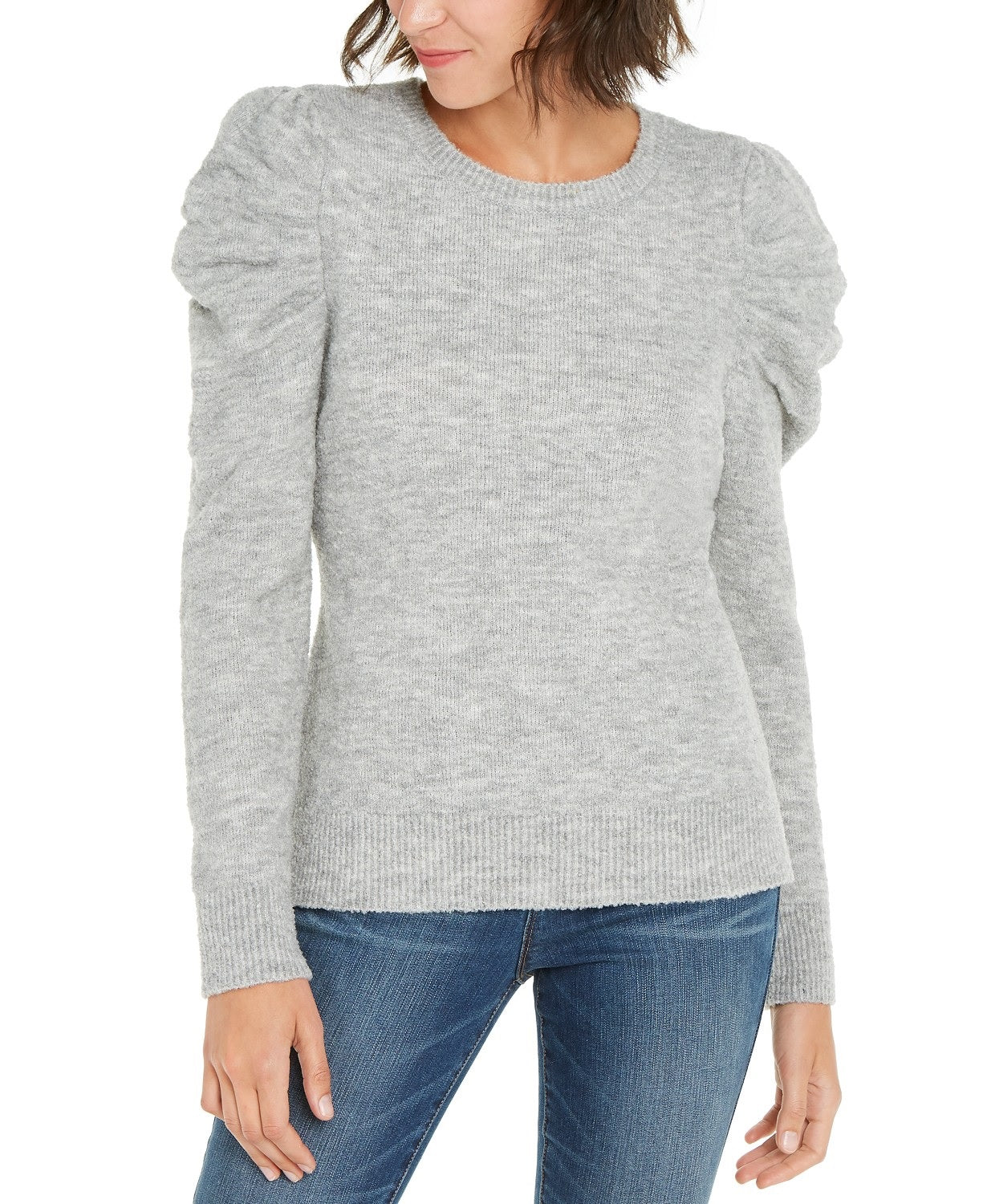 INC International Concepts Women's Puff-Sleeve Sweater Gray Size X-Large
