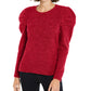 INC International Concepts Women's Puff-Sleeve Sweater Red Size Small